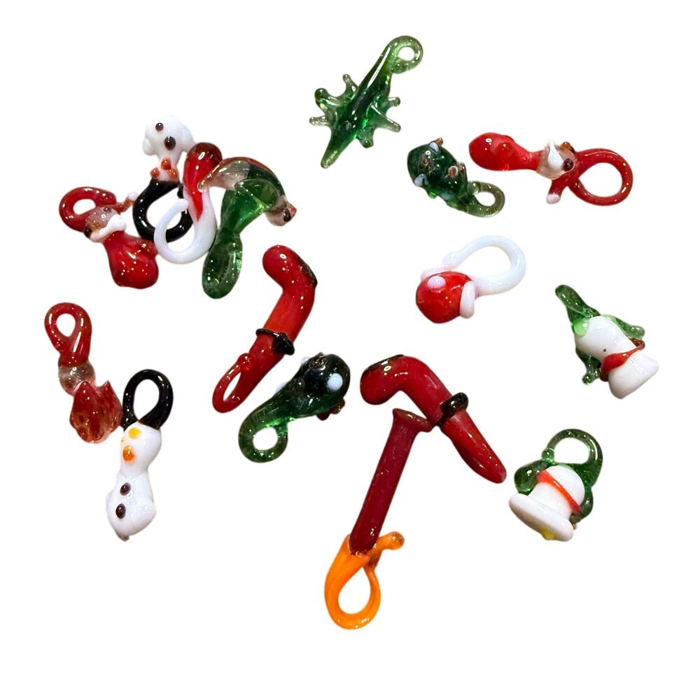 Lot of 16 Miniature Glass Blown Christmas Holiday Ornaments Colorful